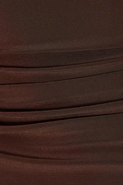 Quiz Gold Buckle Midaxi Dress Brown New
