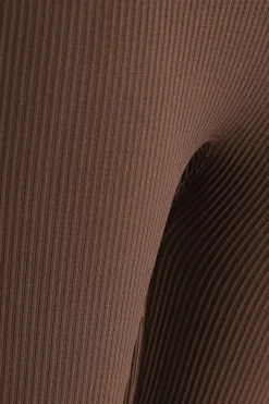 Quiz Knit Ribbed Leggings Brown New