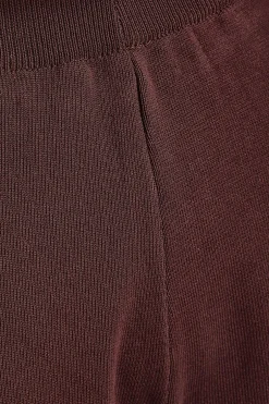 Quiz Knit Wide Leg Trousers Brown Online
