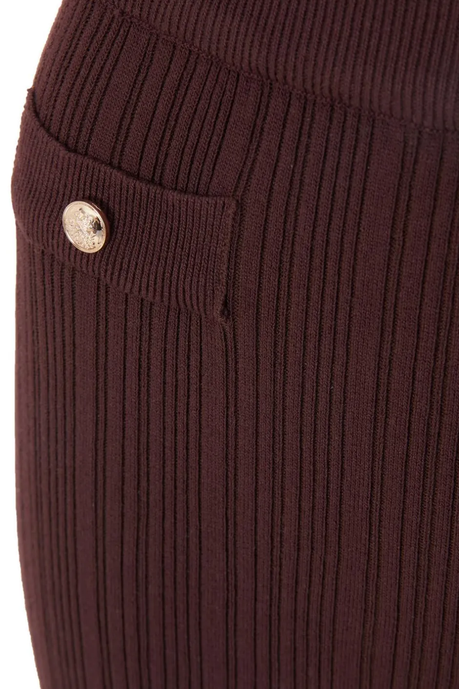 Quiz Brown Knitted Button Detail Skirt Clearance