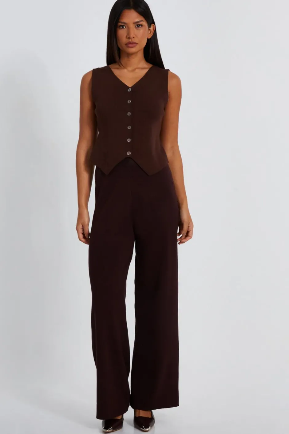 Quiz Brown Knitted Waistcoat Best