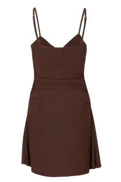 Quiz Knot Front Mini Dress Brown New