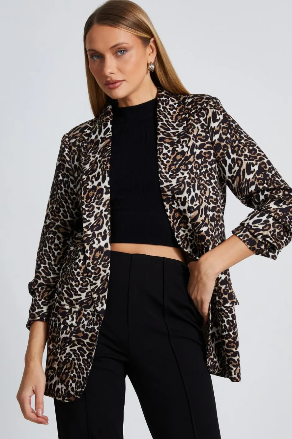 Quiz Brown Leopard Print Blazer Hot