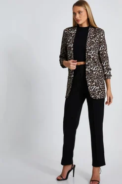 Quiz Brown Leopard Print Blazer Hot