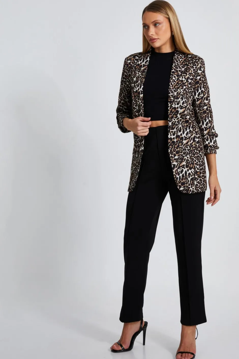 Quiz Brown Leopard Print Blazer Hot