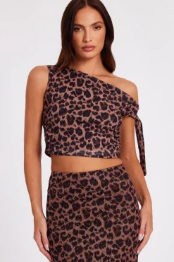 Quiz Brown Leopard Print Crop Top New