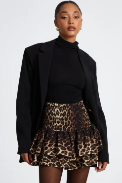 Quiz Brown Leopard Print Frill Mini Skirt New