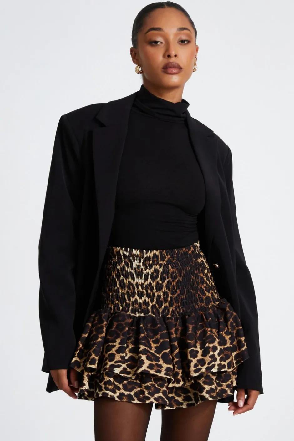 Quiz Brown Leopard Print Frill Mini Skirt New