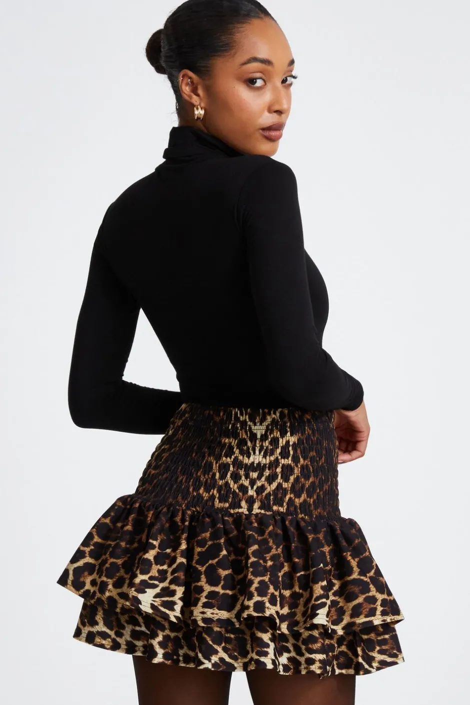 Quiz Brown Leopard Print Frill Mini Skirt New
