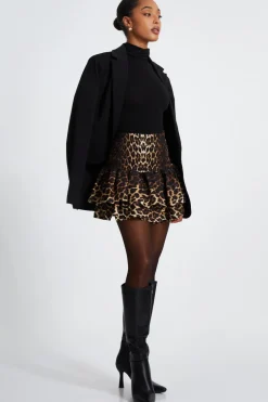 Quiz Brown Leopard Print Frill Mini Skirt New