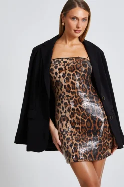 Quiz Brown Leopard Sequin Mini Dress Best