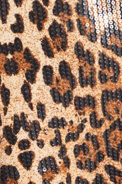 Quiz Brown Leopard Sequin Mini Dress Best