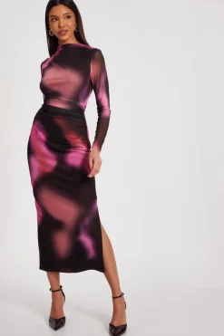 Quiz Brown Marble Print Midaxi Dress Discount