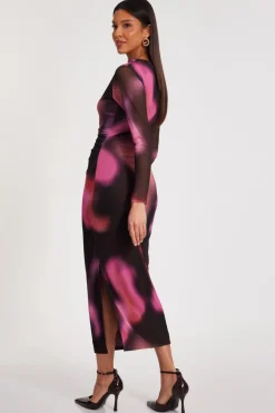 Quiz Brown Marble Print Midaxi Dress Discount