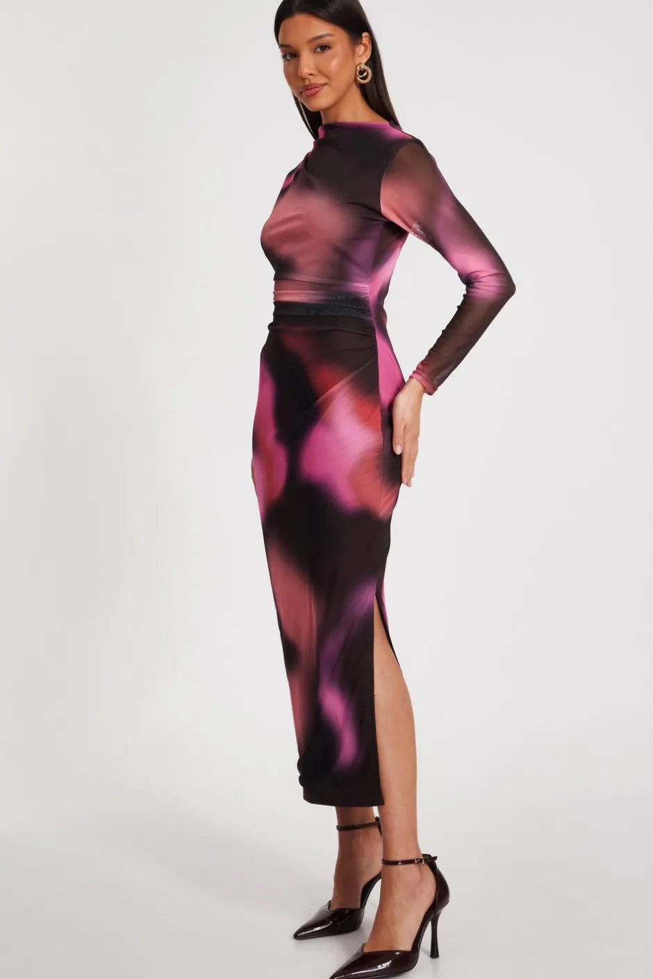 Quiz Brown Marble Print Midaxi Dress Discount