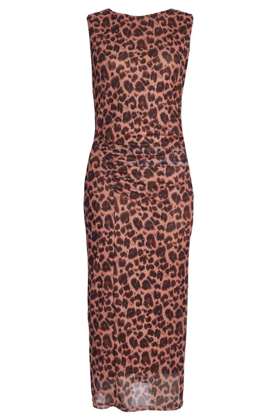 Quiz Brown Mesh Leopard Print Midi Dress
