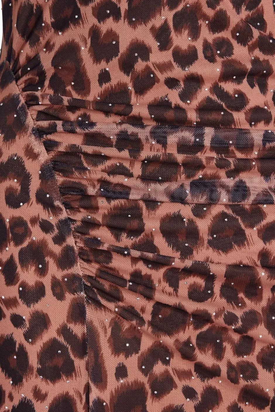 Quiz Brown Mesh Leopard Print Midi Dress