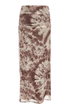 Quiz Brown Mesh Marble Print Midaxi Skirt Hot