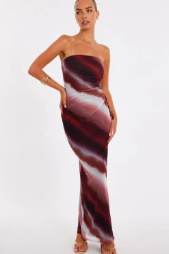 Quiz Brown Mesh Ombre Maxi Skirt Hot