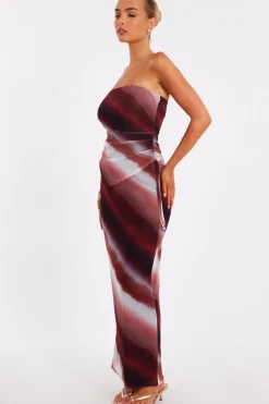 Quiz Brown Mesh Ombre Maxi Skirt Hot