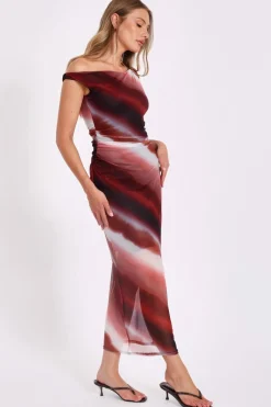 Quiz Brown Mesh Ombre Midaxi Dress Online