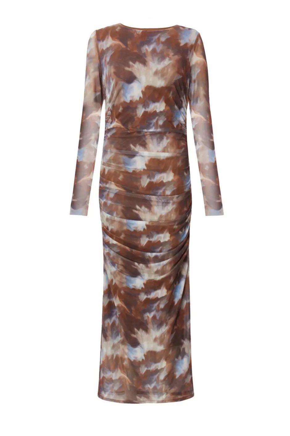 Quiz Brown Mesh Printed Midaxi Dress Best