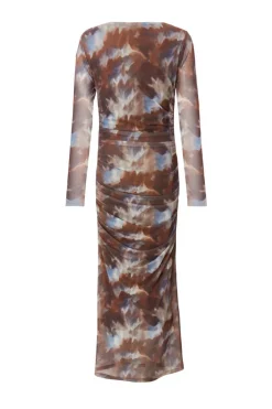 Quiz Brown Mesh Printed Midaxi Dress Best