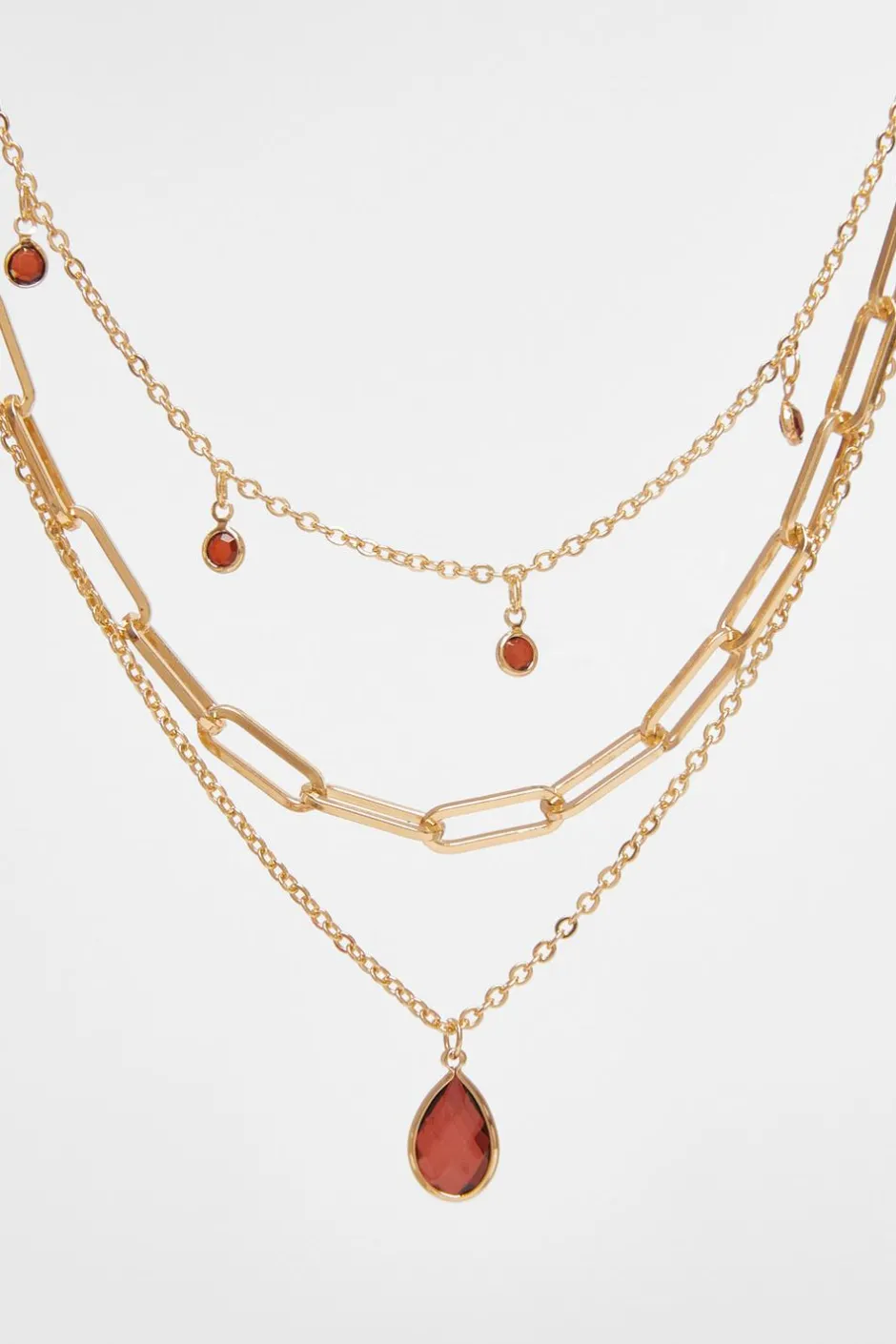 Quiz Brown Multi Stone Layered Necklace