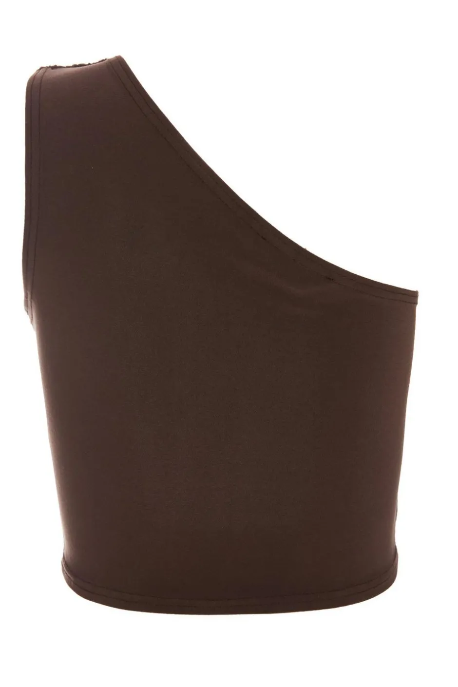 Quiz One Shoulder Crop Top Brown Clearance