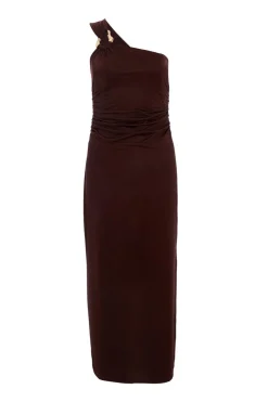Quiz Brown One Shoulder Midaxi Dress New