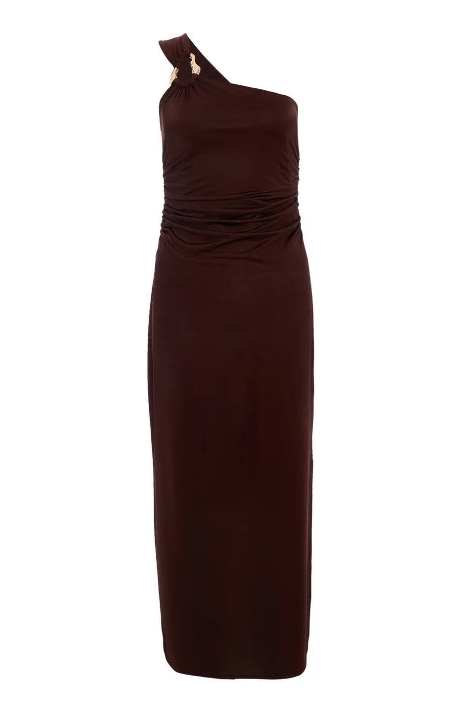 Quiz Brown One Shoulder Midaxi Dress New