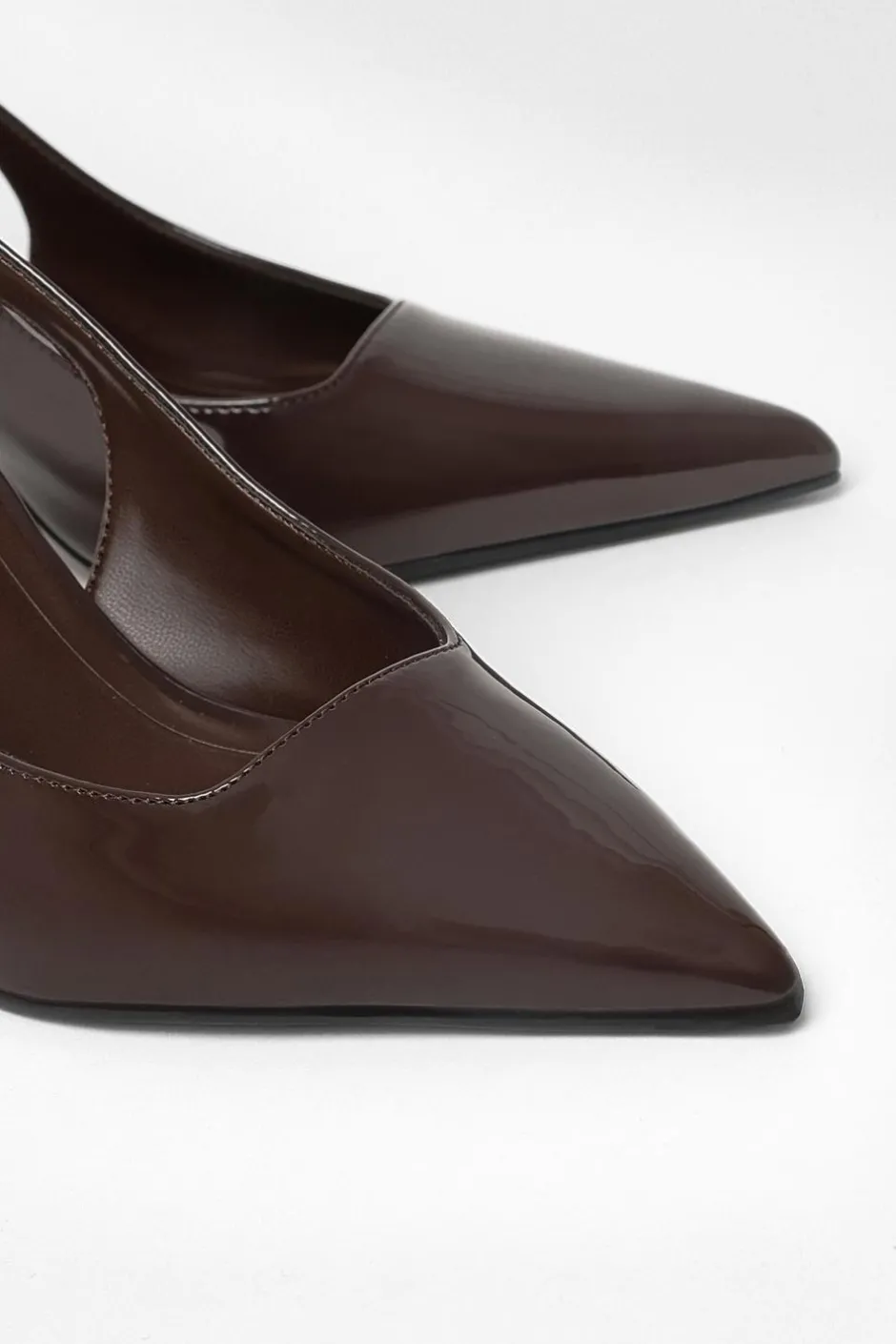 Quiz Patent Sling Back Court Heels Brown Discount