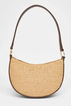 Quiz Brown Raffia Shoulder Bag Sale