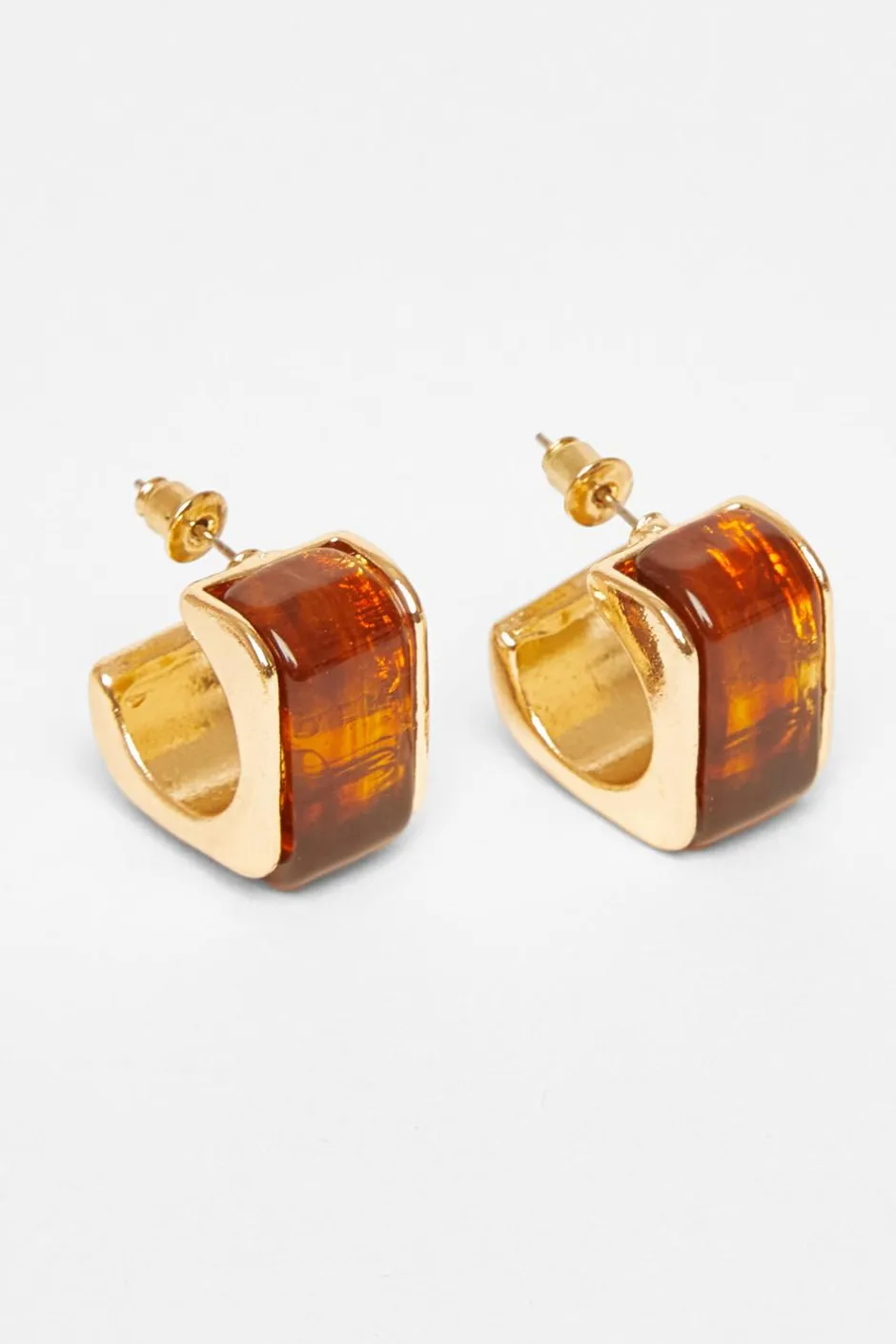 Quiz Resin Geometric Hoop Earrings Brown Sale