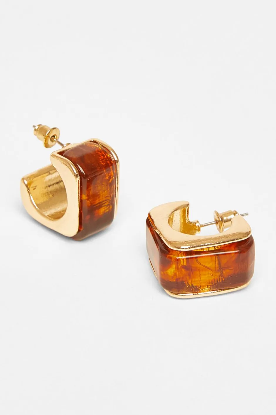 Quiz Resin Geometric Hoop Earrings Brown Sale