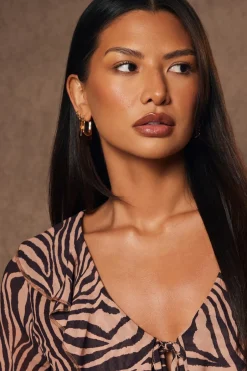 Quiz Brown Resin Hoop Earrings Clearance