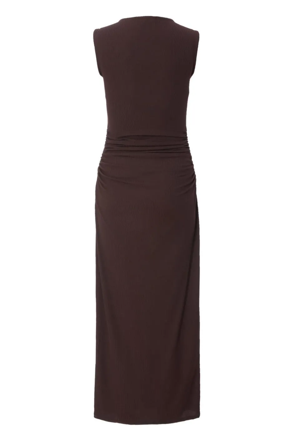 Quiz Ribbed Midaxi Dress Brown Clearance