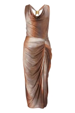 Quiz Brown Ruched Side Midi Dress Best