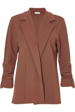 Quiz Ruched Sleeve Blazer Brown Clearance