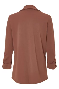 Quiz Ruched Sleeve Blazer Brown Clearance