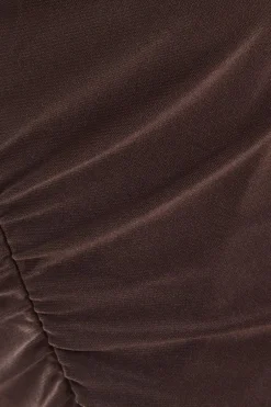 Quiz Ruched Sleeveless Crop Top Brown Online