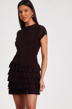 Quiz Brown Ruffle Skort Playsuit New