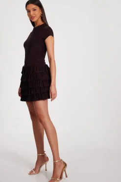 Quiz Brown Ruffle Skort Playsuit New