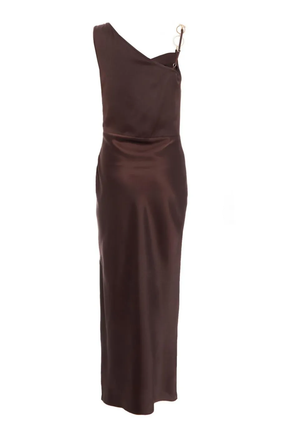 Quiz Satin Cowl Neck Midaxi Dress Brown Clearance
