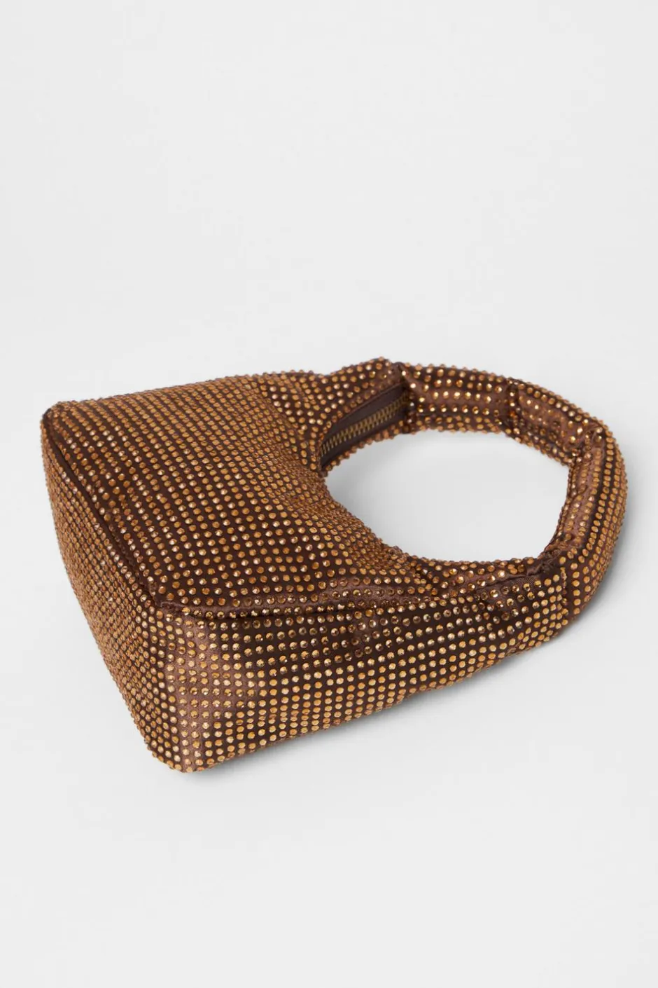 Quiz Brown Satin Diamante Bag Outlet