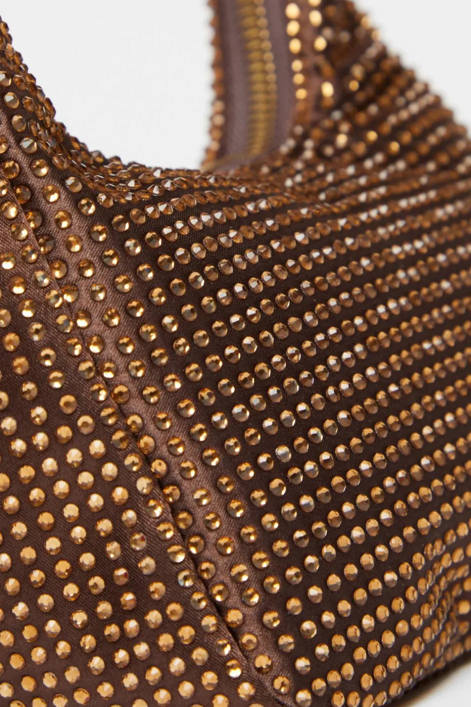 Quiz Brown Satin Diamante Bag Outlet