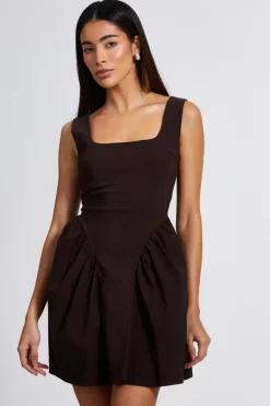 Quiz Brown Scoop Back Skater Dress