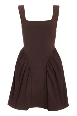 Quiz Brown Scoop Back Skater Dress