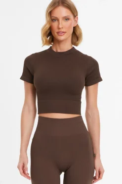 Quiz Seamless Crop Top Brown New
