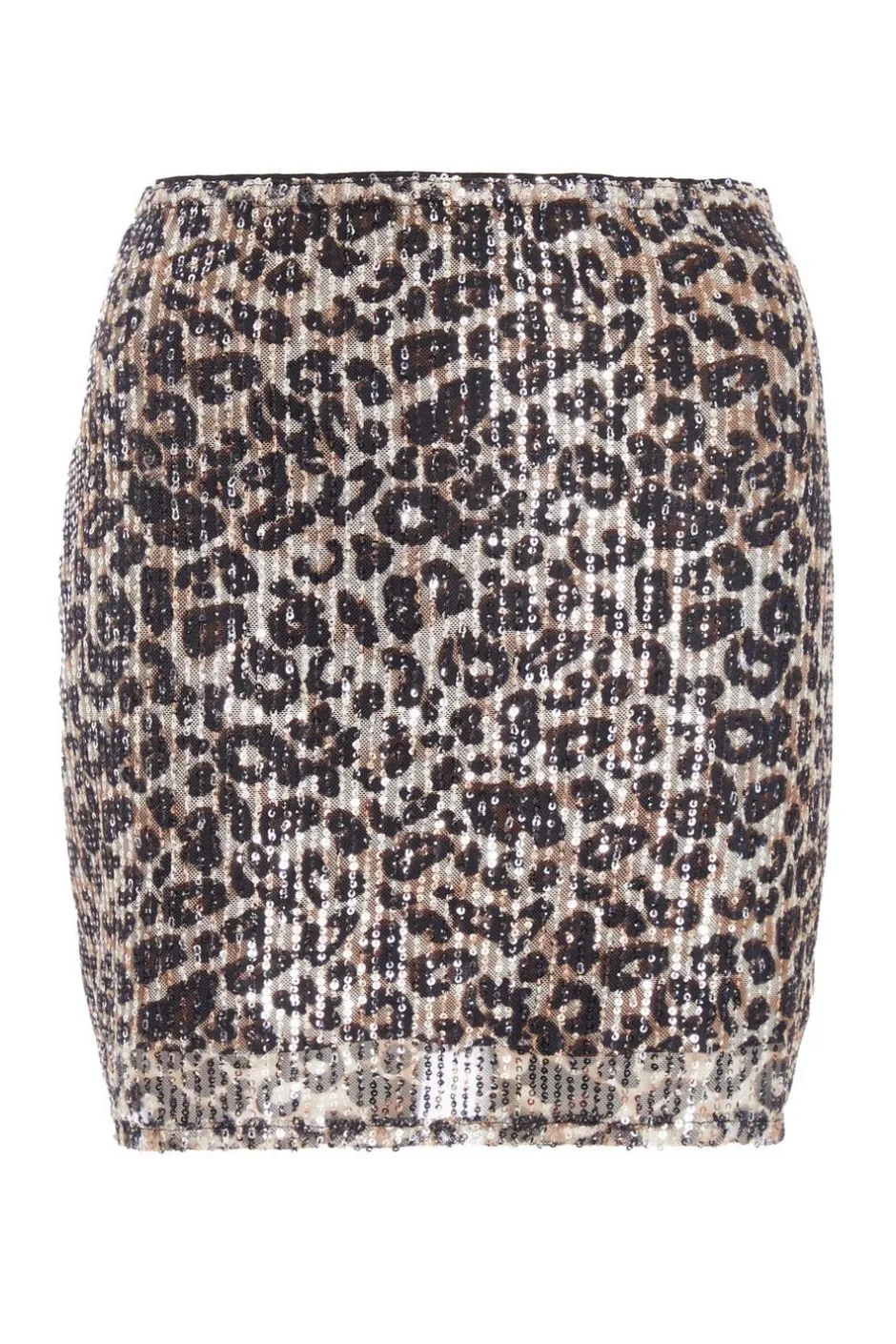 Quiz Brown Sequin Leopard Print Mini Skirt Discount
